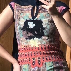 Vivienne tam mesh floral oriental top.